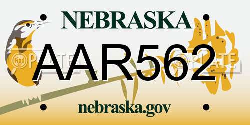 AAR562 Nebraska License Plate