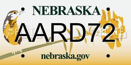 AARD72 Nebraska License Plate