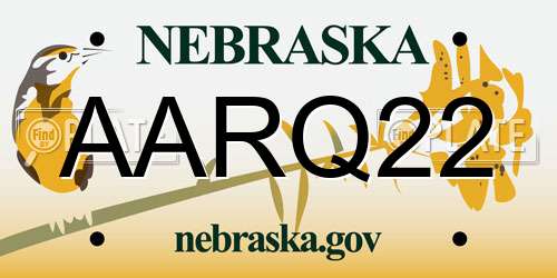 AARQ22 Nebraska License Plate