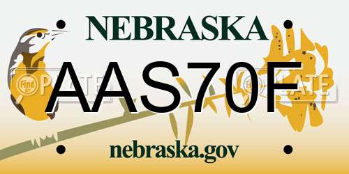 AAS70F Nebraska License Plate
