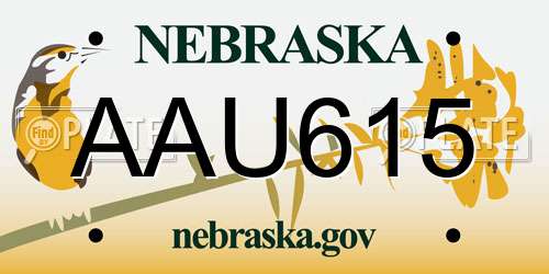 AAU615 Nebraska License Plate