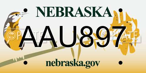 AAU897 Nebraska License Plate