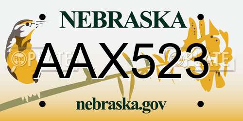 AAX523 Nebraska License Plate