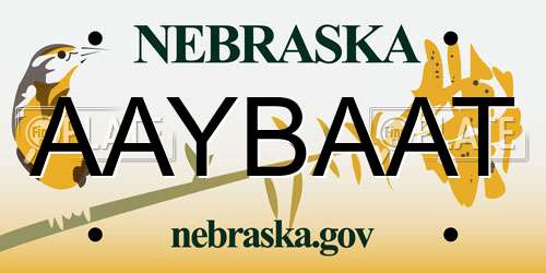 AAYBAAT Nebraska License Plate