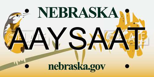 AAYSAAT Nebraska License Plate