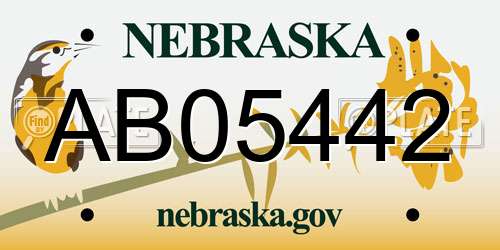 AB05442 Nebraska License Plate