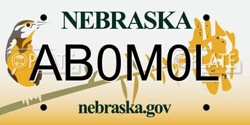 AB0M0L Nebraska License Plate