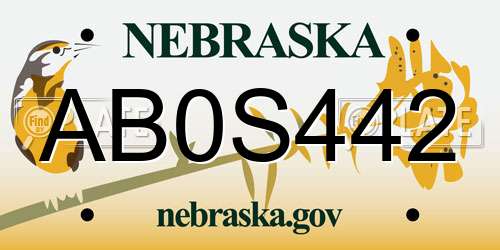 AB0S442 Nebraska License Plate