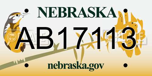 AB17113 Nebraska License Plate