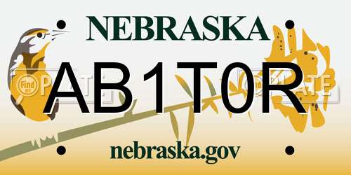 AB1T0R Nebraska License Plate