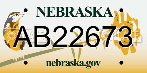 AB22673 Nebraska License Plate