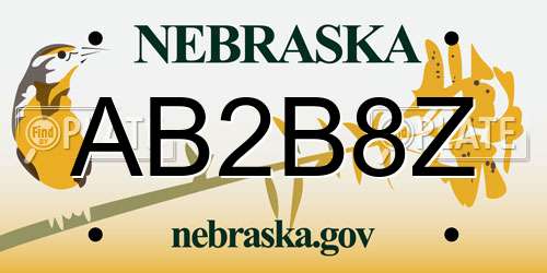 AB2B8Z Nebraska License Plate