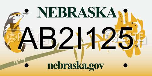 AB2I125 Nebraska License Plate