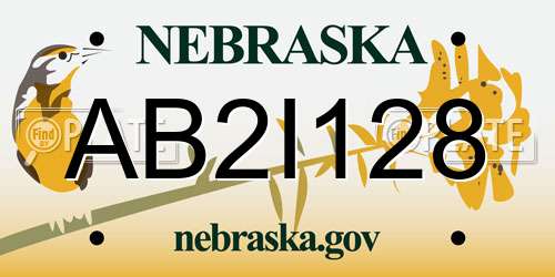 AB2I128 Nebraska License Plate
