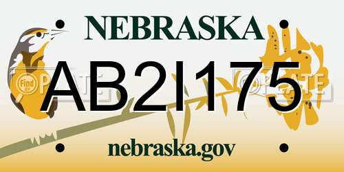 AB2I175 Nebraska License Plate