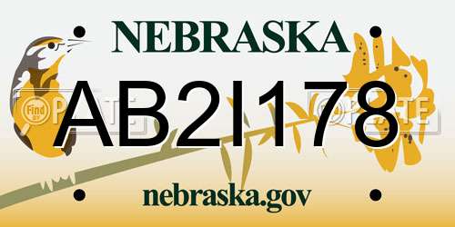 AB2I178 Nebraska License Plate