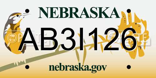 AB3I126 Nebraska License Plate