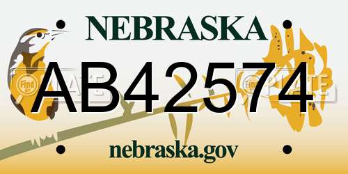 AB42574 Nebraska License Plate