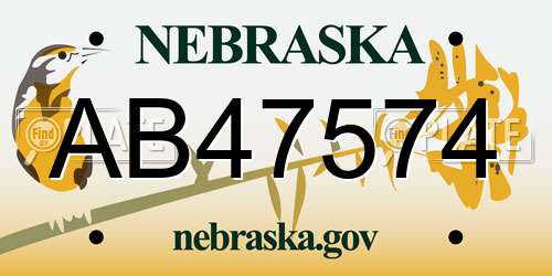 AB47574 Nebraska License Plate