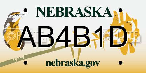 AB4B1D Nebraska License Plate