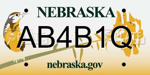 AB4B1Q Nebraska License Plate