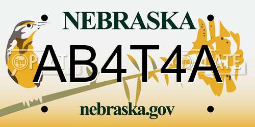 AB4T4A Nebraska License Plate
