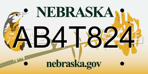 AB4T824 Nebraska License Plate