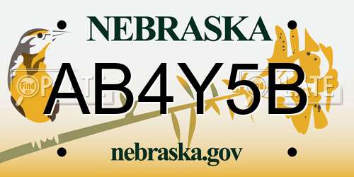 AB4Y5B Nebraska License Plate