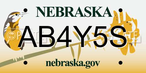 AB4Y5S Nebraska License Plate