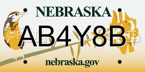 AB4Y8B Nebraska License Plate