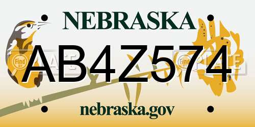 AB4Z574 Nebraska License Plate