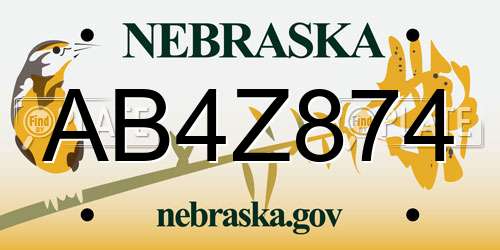 AB4Z874 Nebraska License Plate