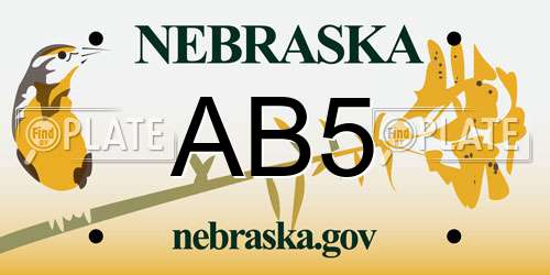 AB5 Nebraska License Plate