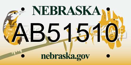 AB51510 Nebraska License Plate