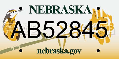 AB52845 Nebraska License Plate