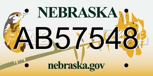 AB57548 Nebraska License Plate