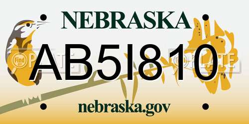 AB5I810 Nebraska License Plate