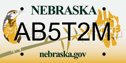 AB5T2M Nebraska License Plate