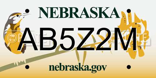 AB5Z2M Nebraska License Plate