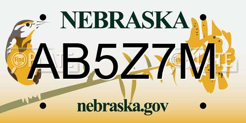 AB5Z7M Nebraska License Plate