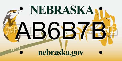 AB6B7B Nebraska License Plate