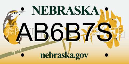 AB6B7S Nebraska License Plate