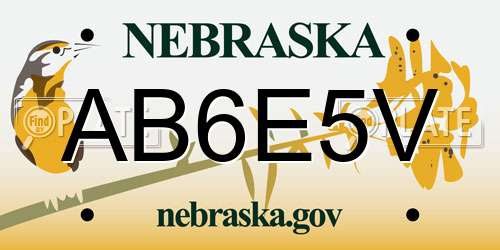 AB6E5V Nebraska License Plate