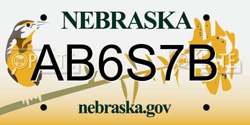 AB6S7B Nebraska License Plate