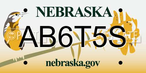 AB6T5S Nebraska License Plate
