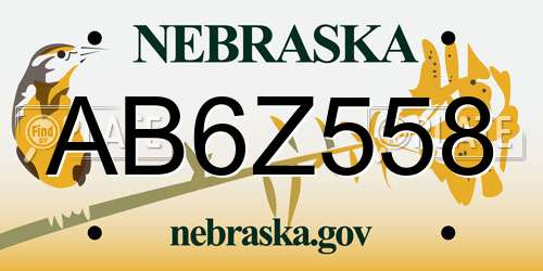 AB6Z558 Nebraska License Plate