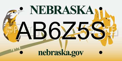 AB6Z5S Nebraska License Plate