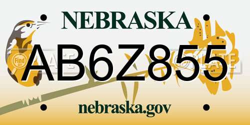 AB6Z855 Nebraska License Plate