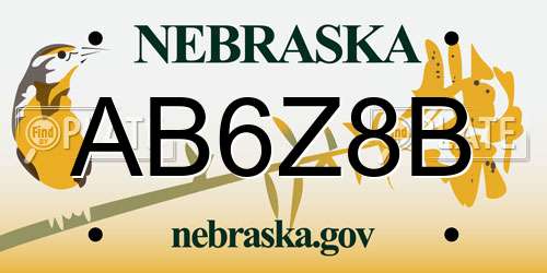 AB6Z8B Nebraska License Plate