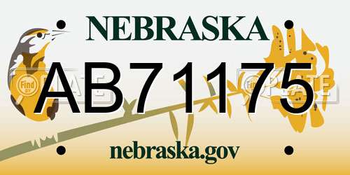 AB71175 Nebraska License Plate